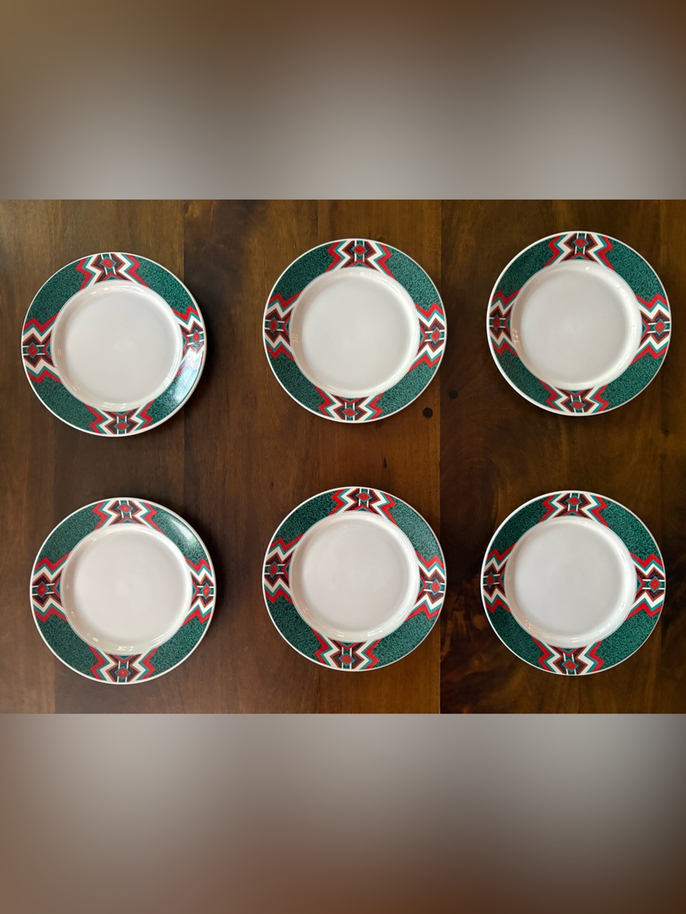 VTG Set of 6 Gibson “Mojave” Southwestern Pattern Salad Plates 7-7/8 inches